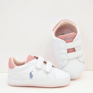 Polo Ralph Lauren Heritage Court II EZ Baby Sneakers Shoes White Pink 4